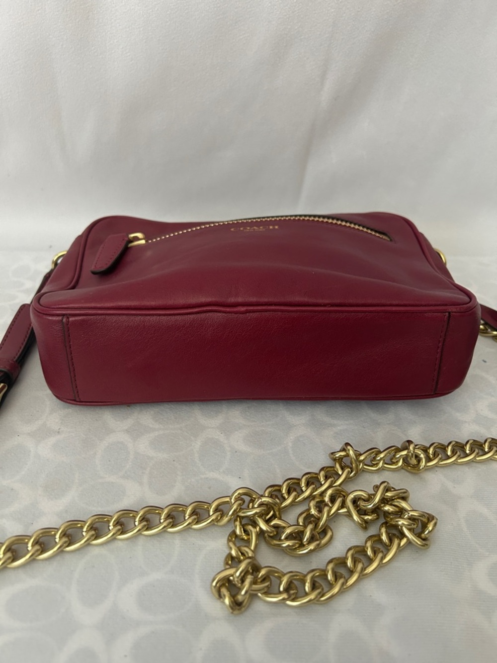 Coach Rare Legacy Flight Deep Rich Red Leather Gold Chain Crossbody Bag Purse 🌺🌺 - Picture 5 of 13